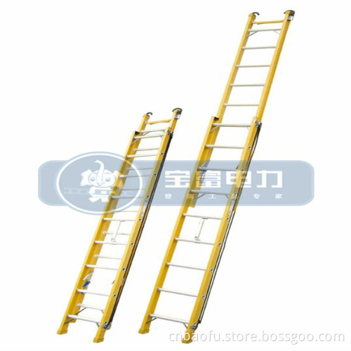 (375LBS) 35kv Yellow Fiberglass Single-Side Grooved Rail Extension Ladder
